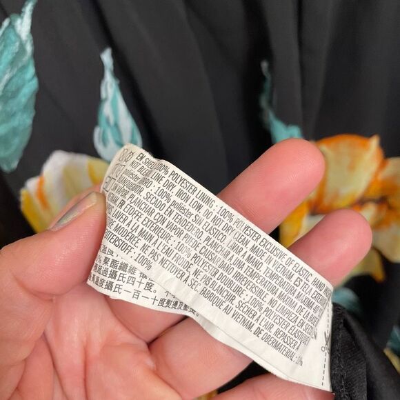 Forever 21 Plus Size Black Golden Yellow Floral Chiffon Maxi Dress 3X - Picture 10 of 10